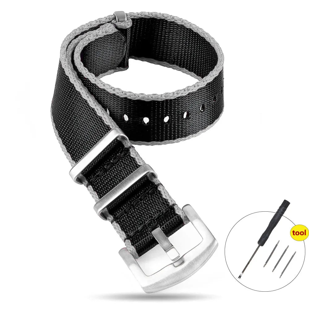 High Density Nylon Strap for Omega Seamaster 007 20mm 22mm Soft Nylon Bracelet for Seiko Military Watchband for Samsung Galaxy