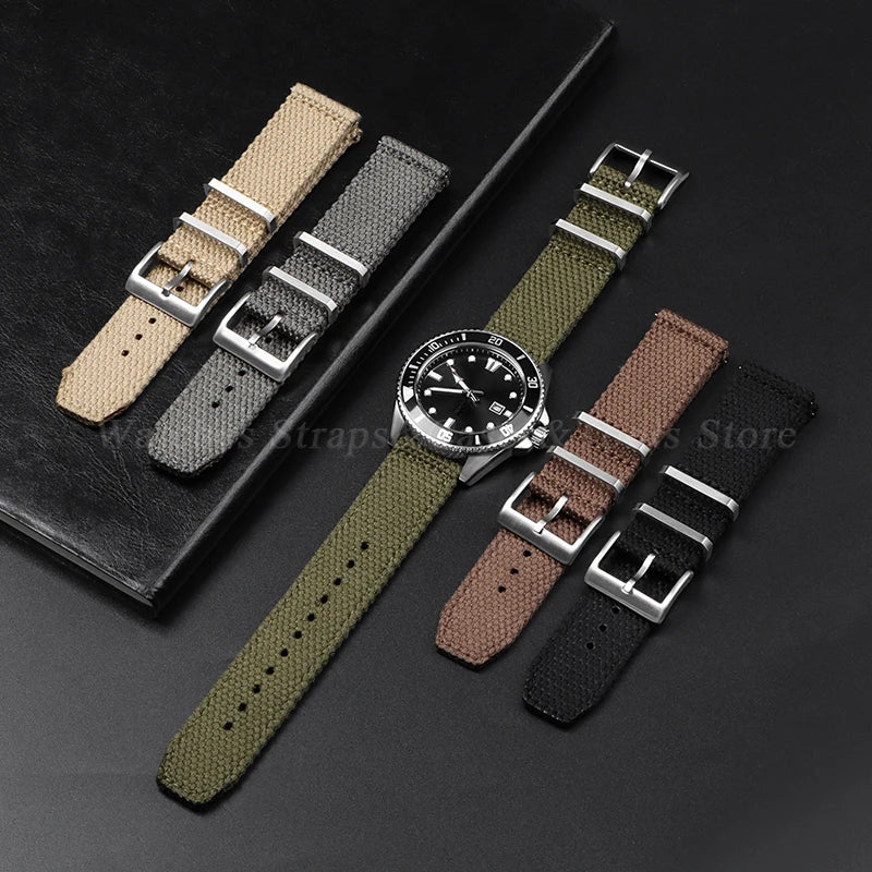 Nylon Cotton Watch Strap for Army Military Wristband 20mm 22mm for Seiko for Omega Weave Quick Release Bracelet Replacement Band