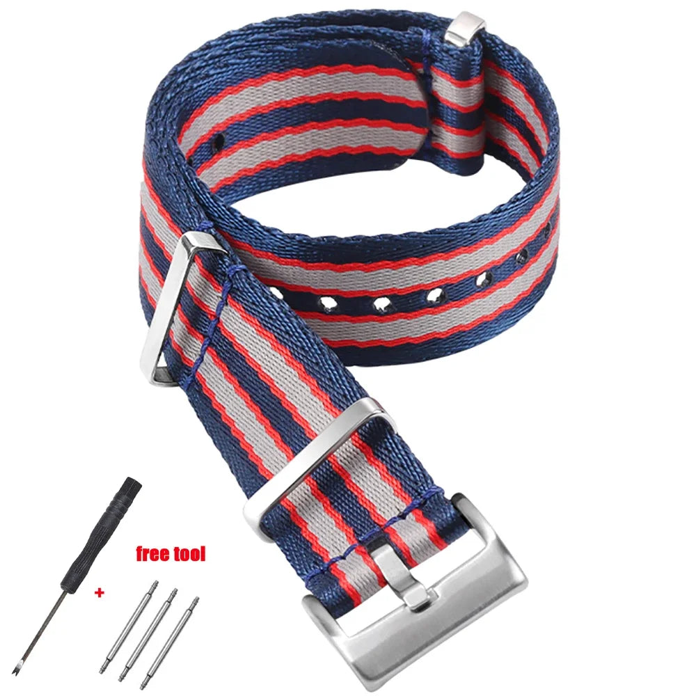 20mm High Density Nylon Watch Strap for Omega 007 Replacement Band for Rolex Premium Soft Straps Universal Sports Watch Band