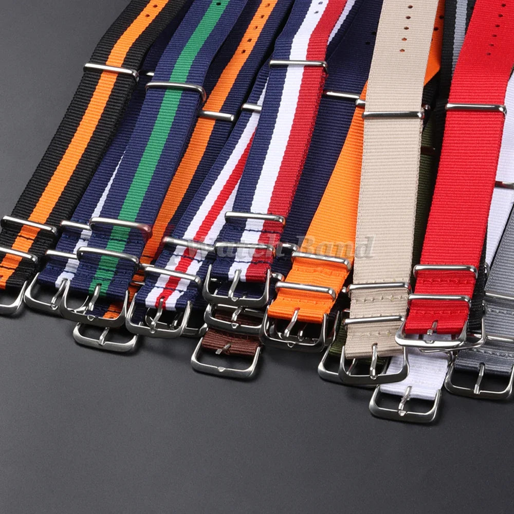 18 20 22mm Strap Nylon Watch Band Military Striped Watchband Replacement Women Men Army Casual Sport Wrist Bracelet