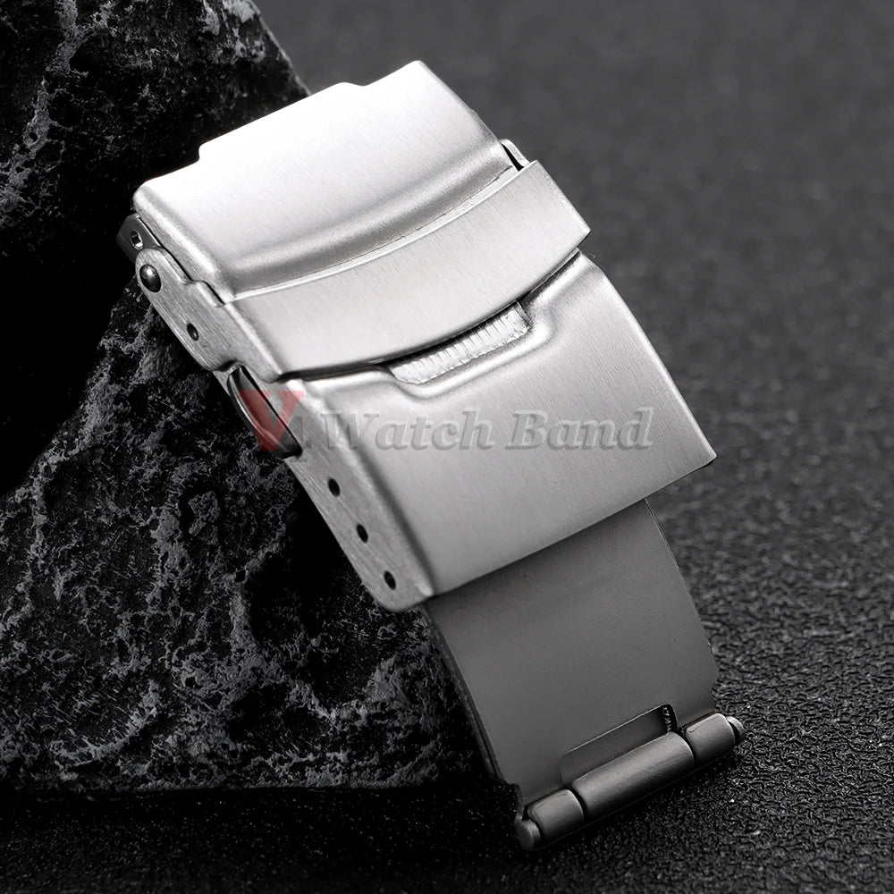 Buckle for Seiko Diving Folding Stainless Steel Watch Silver Clasp 14 16 18mm 20mm 22mm 24mm 26mm Metal Button Watch Accessories