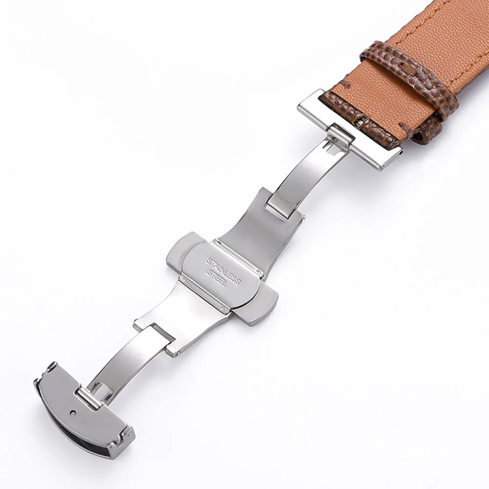 Cowhide Watch Strap 14/15/16/18/19/20/21/22mm Men Bracelet Butterfly Buckle Lizard Pattern Leather Watchband for Seiko for Omega