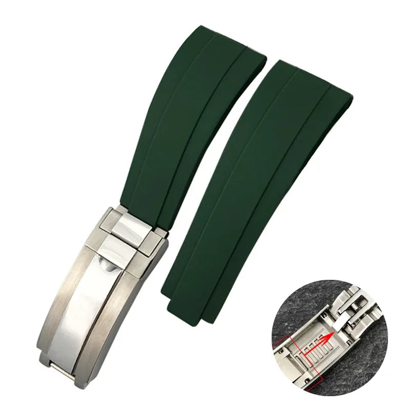 20mm Bracelet for Rolex Submariner DAYTONA GMT DEEPSEA Silicone Strap Diver Sport Waterproof  Rubber Watchband 9×9mm SlideBuckle