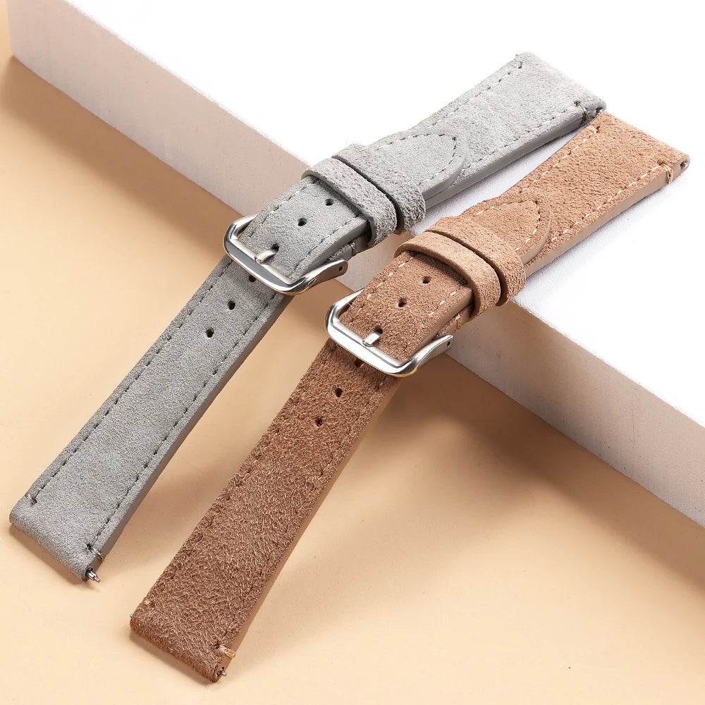 Soft Suede Retro Genuine Leather Strap for Seiko for Rolex Sport Watchband 20mm 22mm for Huawei Watch Amazfit GT2/GT3 Bracelet