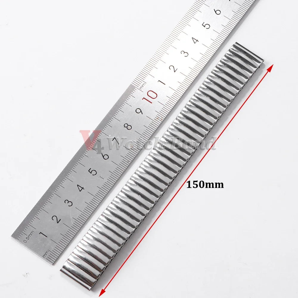 12 14 16 18 20 22mm Stainless Steel Elastic Strap Polished Band Metal Bracelet Watch Accessories for Samsung Watch3/4/5/6