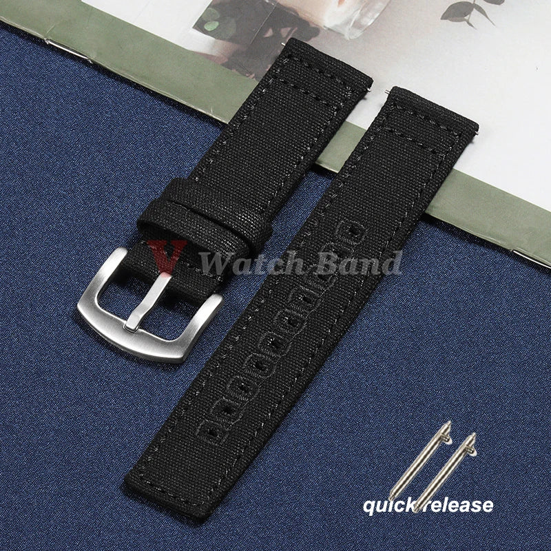 Quick Release Bracelet 18mm 20mm 22mm for Huawei Strap Braided Canvas Watch Band for Samsung Galaxy 3/4 40/44mm Classic 46/42mm
