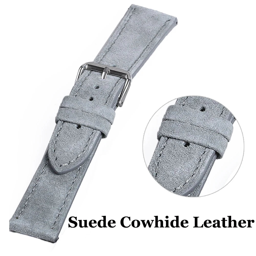 Vintage Suede Strap for Seiko Cowhide Leather Watch Band for Omega for Rolex  Stitching Bracelet Sport Quick Release Replacement