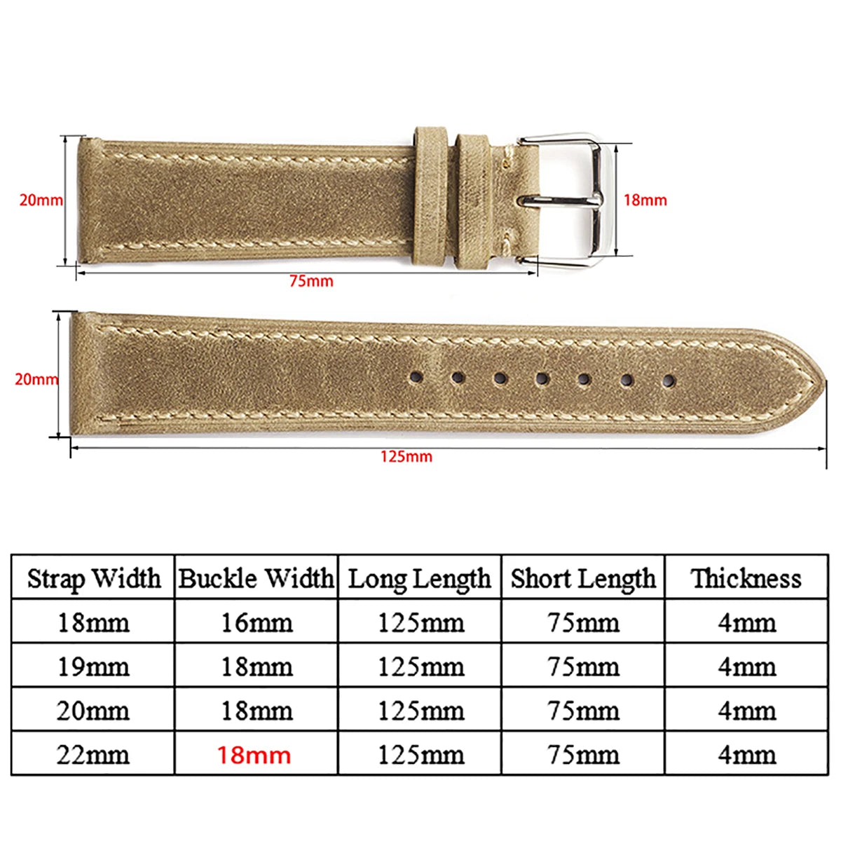 Genuine Cowhide Strap for Casio for Seiko for Omega  High Quality Crazy Horse Cowhide Watch Band for Rolex 18 22 22mm