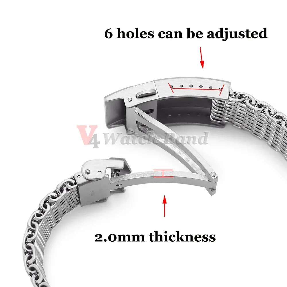 Luxury Milanese Loop 4.5mm Shark Mesh Strap for Casio MDV106 Watch Band for Seiko SKX007 Solid Buckle Watchband men Accessories