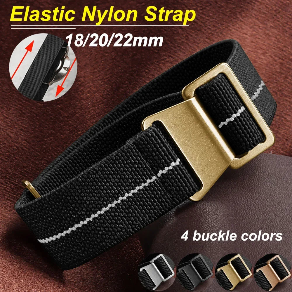 18mm 20mm 22mm Nylon Watchbands 60s French Troops Parachute Bag Elastic Bracelet Man's Universal  Military Seatbelt Reloj Strap
