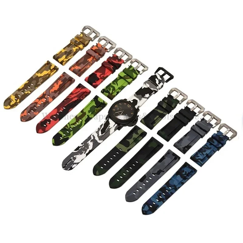 Camouflage Rubber Strap For Panerai Band 20mm 22mm 24mm 26mm Silicone MenSport Waterproof Wristband For Omega Universal Bracelet
