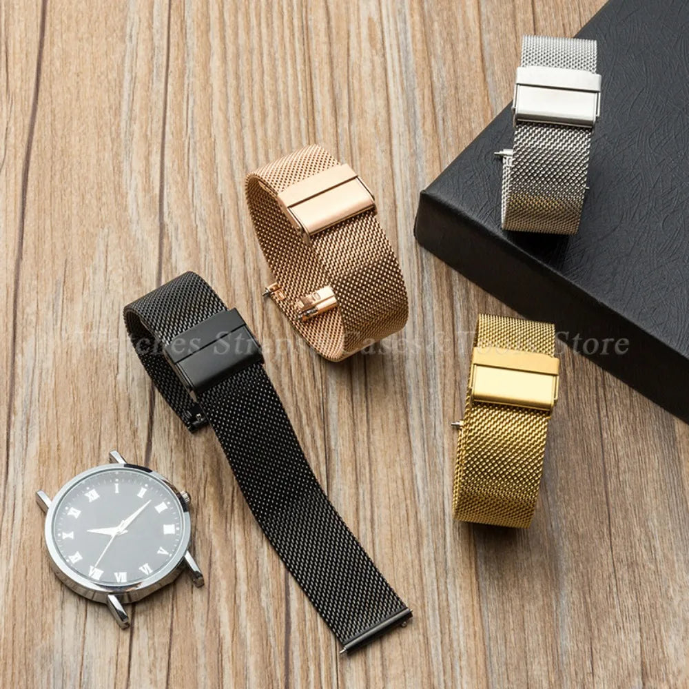 0.6mm Mesh Watch Band for DW for Omega Milanese Stainless Steel Strap Men Quick Release Bracelet 12/14/16/17/18/19/20/21/22/24mm