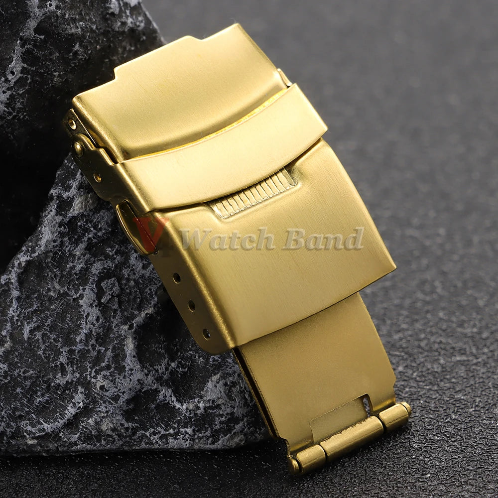 Buckle for Seiko Diving Folding Stainless Steel Watch Silver Clasp 14 16 18mm 20mm 22mm 24mm 26mm Metal Button Watch Accessories