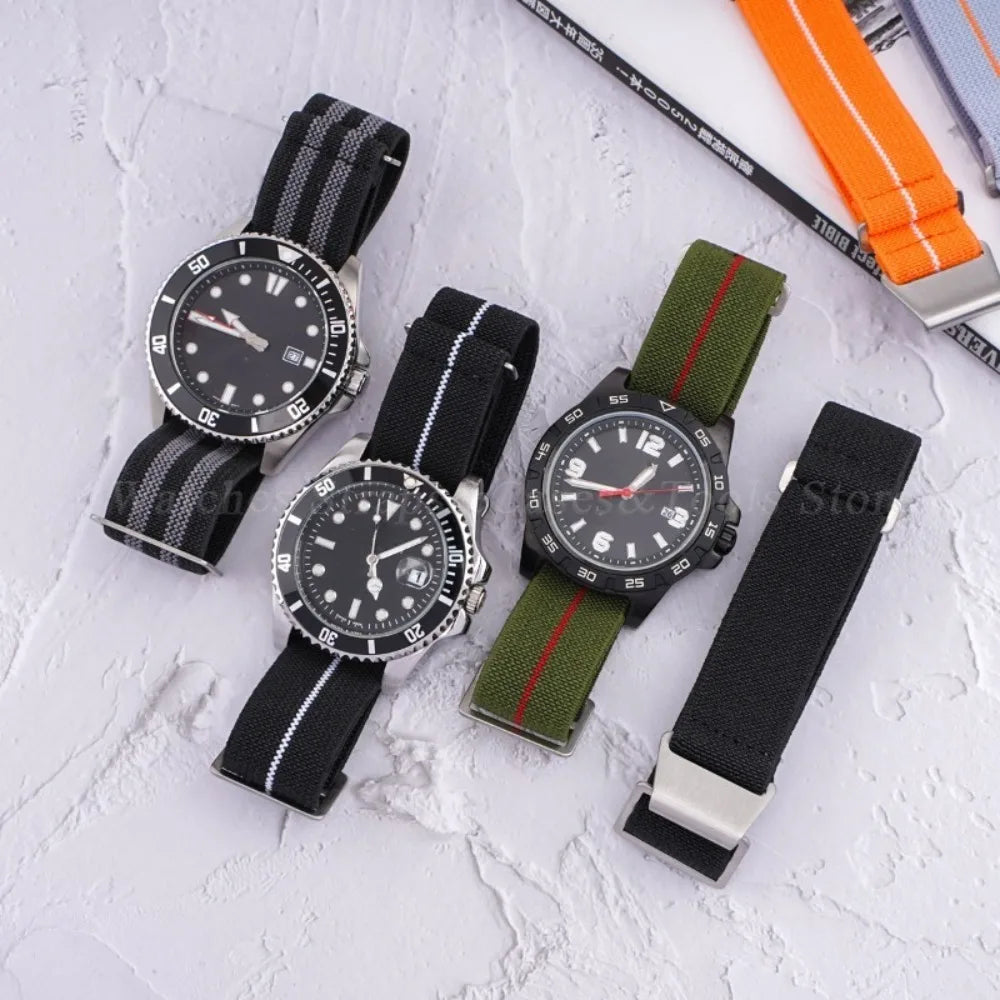 18mm 20mm 22mm Parachute Elastic Nylon Watch Strap for Omega Men Outdoors Sport Army Military Wrist Strap Bracelet Accessories