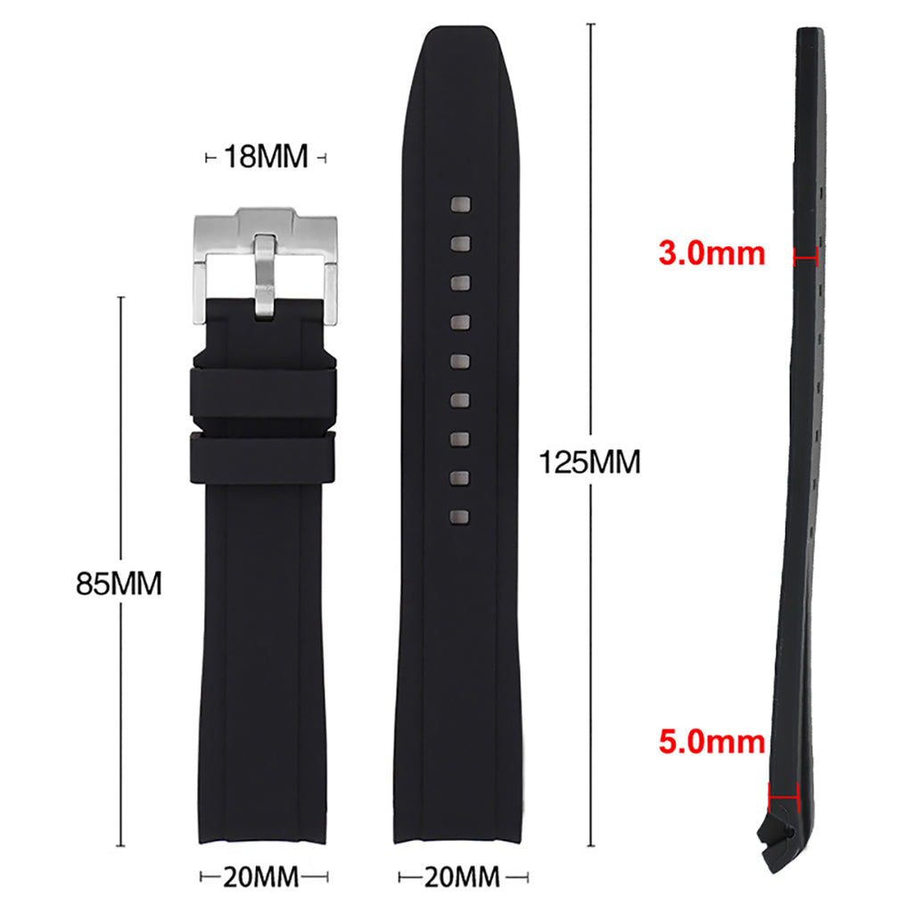 For Seiko ForCitizen Curved End Silicone Strap for Rolex Arc Rubber Watch Band for Swatch for Omega Joint Model Bracelet 20/22mm