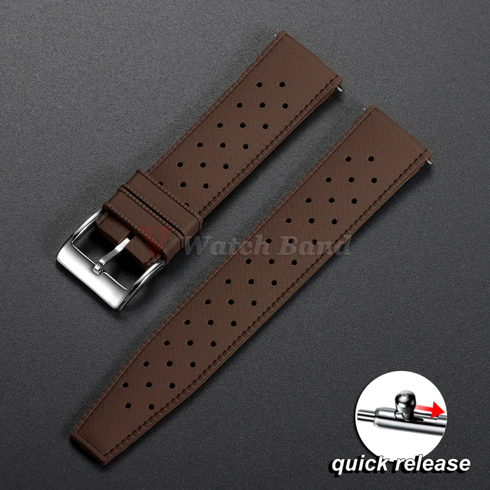Quick Release Tropical Rubber Watch Strap 18mm 20mm 22mm for Seiko for Omega for Rolex Perfect Fit Flat End Universal Watchbands