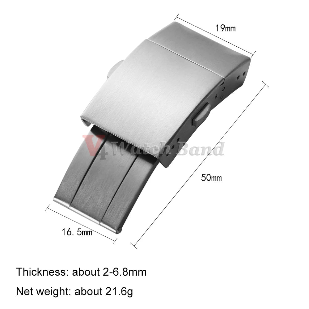 19mm Lucury Solid Buckle for Longines Conquest Rubber Watch Band Folding Stainless Steel Watch Silver Clasp for Silicone Strap
