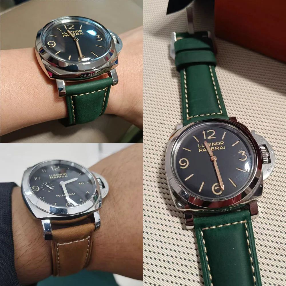 Geniune Retro Calf Leather Watchbands for Panerai 24mm 26mm 20mm 22mm Cowhide Crazy Horse Straps for Samsung for Huawei Watch