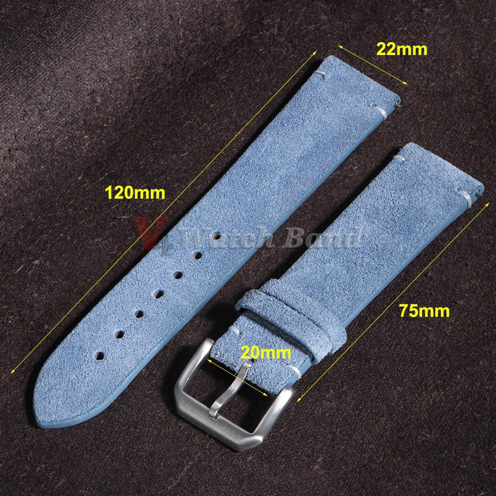 Quick Release Soft Suede Strap for Seiko Wristband 20mm 22mm Brown Blue Grey Watch Bands Calfskin Bracelet Women&Men Accessories