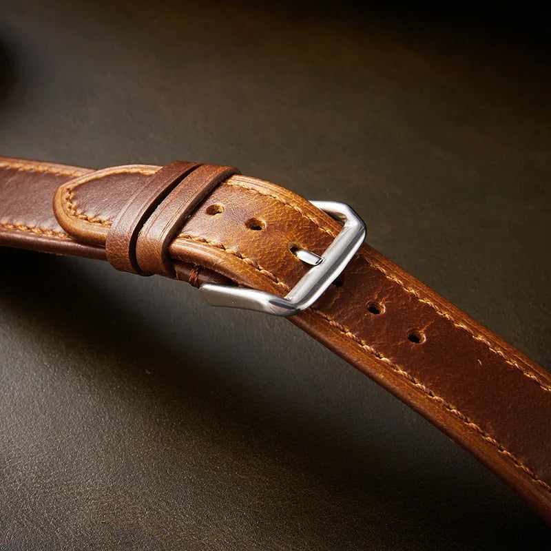 New Style Genuine Leather Watch Strap for Casio for Seiko 18/20/22mm Retro Oil Wax Skin Ultra-thin Quality Business Watchband