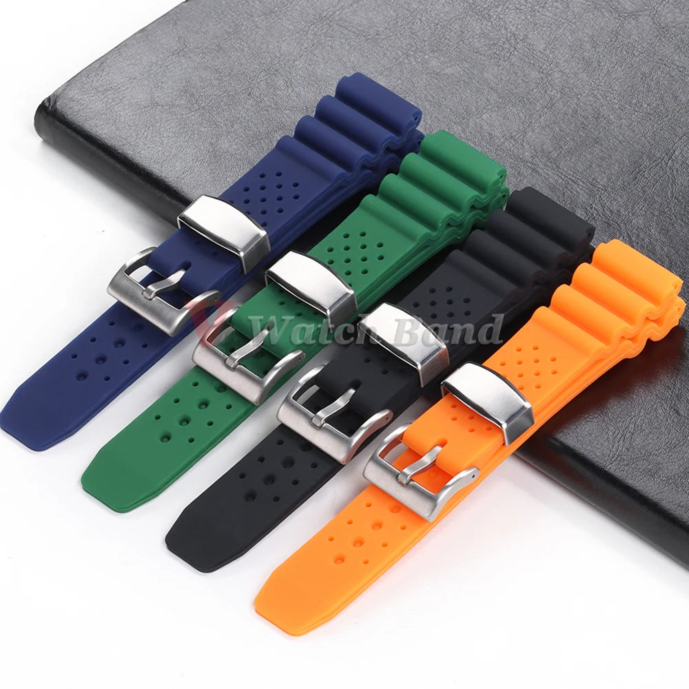 22mm Silicone Strap for Seiko MARINE MASTER SKX007 SRP777J1 Waterproof Wrist Band for CITIZEN Diving Sport Bracelet Watchband