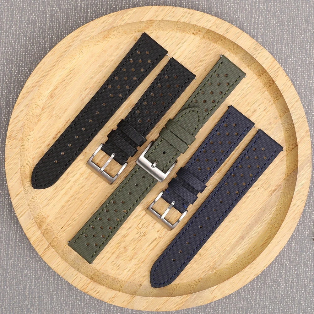 18mm 19mm 20mm 22mm Premium Sailcloth Watch Strap Rally Racing Watch Strap Quick Release Perforated Breathable Watchband for Men