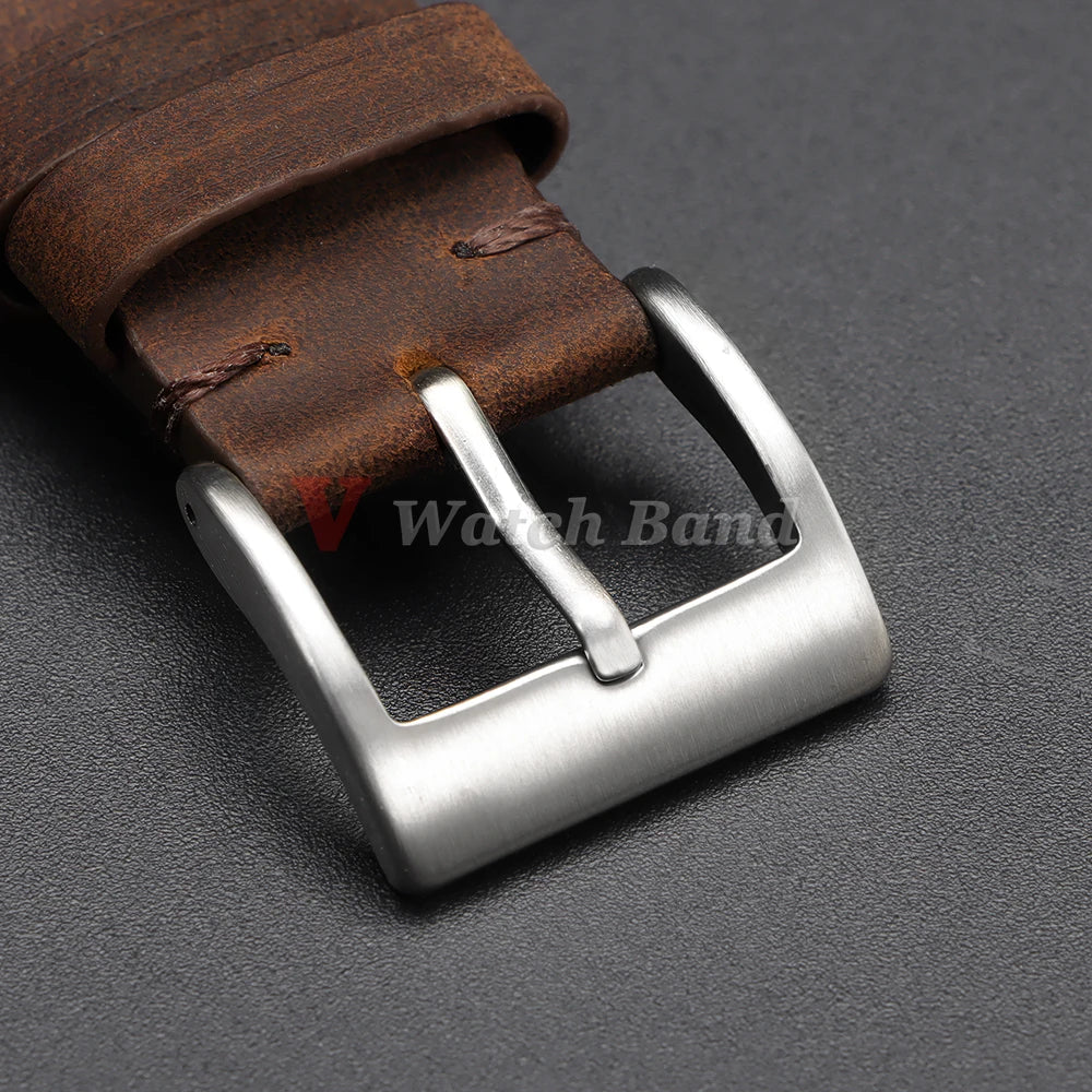 Genuine Cowhide Watch Strap 18mm 19mm 20mm 21mm 22mm 24mm for Samsung Galaxy Watch 7/6/5/4 Vintage Brown Quick Release Bracelets