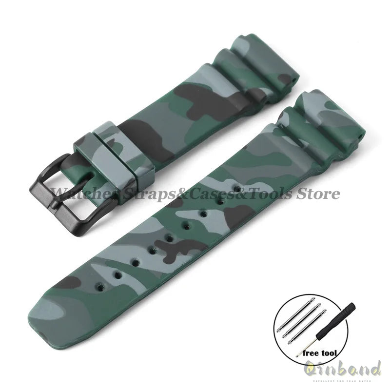 Soft Silicone Watch Band 22mm for Seiko for Rolex Waterproof Camouflage Rubber Watch Strap Bracelet Sport Watch Replacement Belt