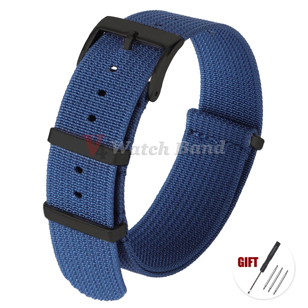 Universal Fabric Bracelet for Seiko 20mm 22mm with Black Buckle Nylon Band for Omega Wristband for Rolex Watch Strap Accessories