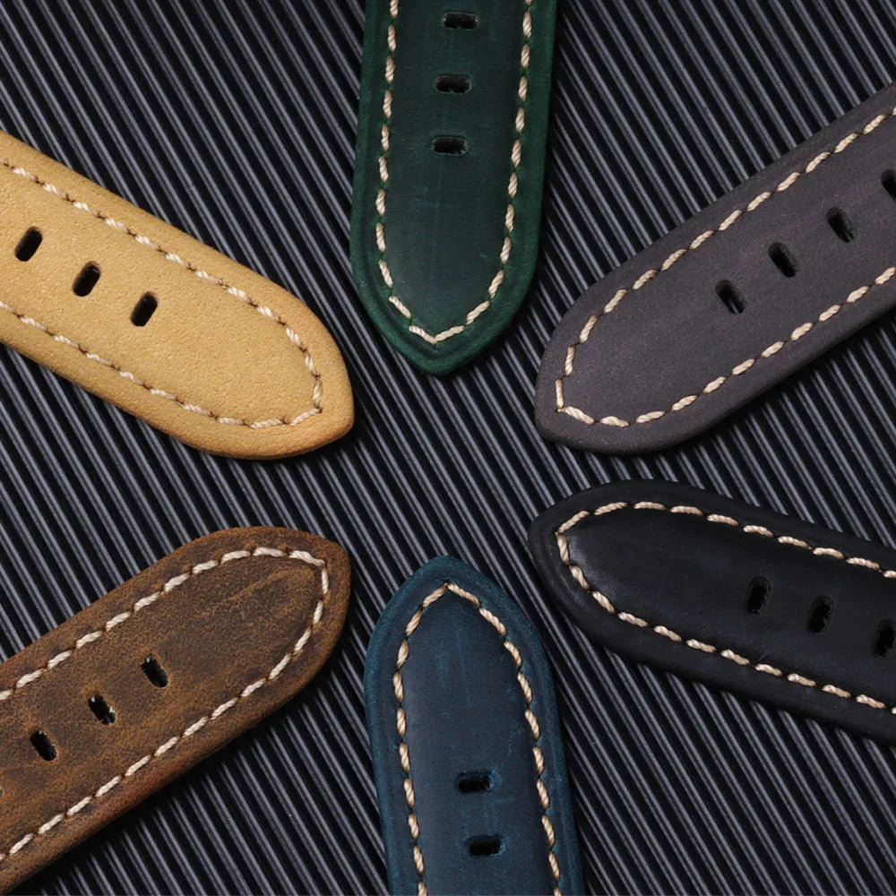 Geniune Retro Calf Leather Watchbands for Panerai 24mm 26mm 20mm 22mm Cowhide Crazy Horse Straps for Samsung for Huawei Watch