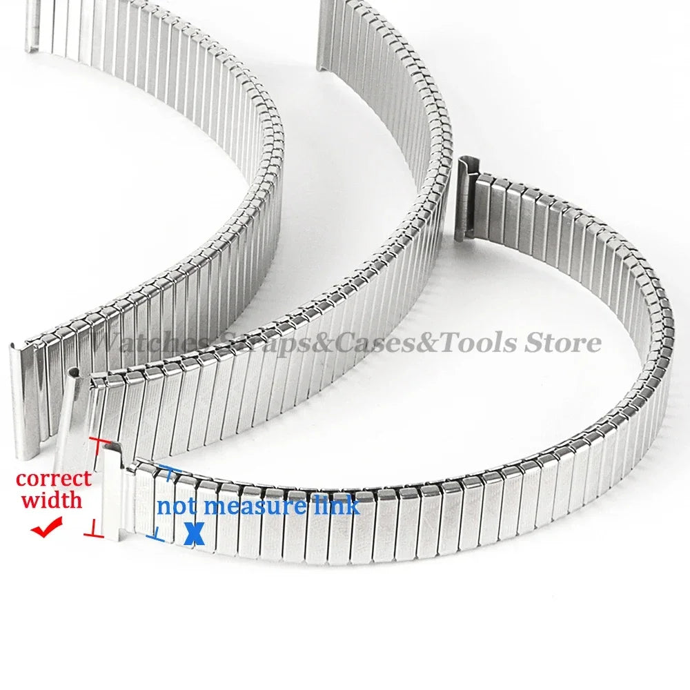 12/14/16/18/20mm Metal Elastic Watch Strap Stretch Expansion Stainless Steel Watch Band Men Women Wristband Accessories Bracelet