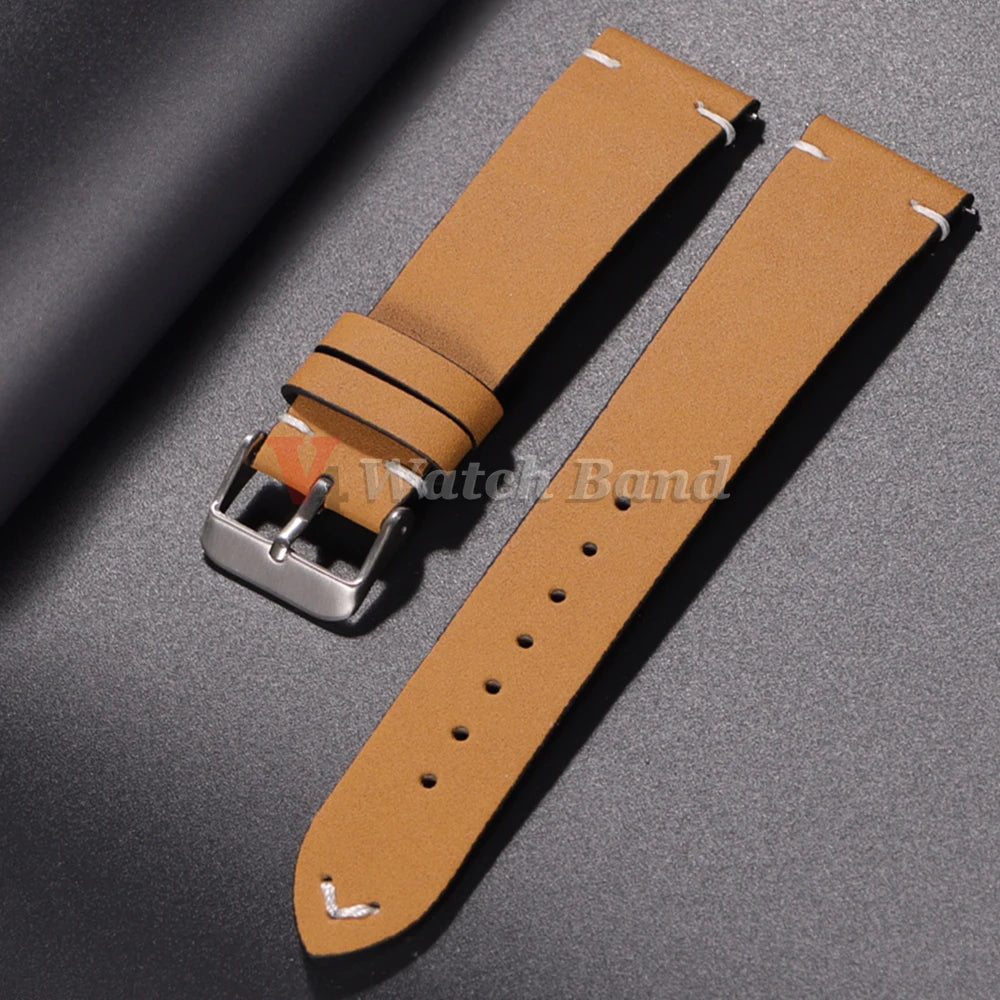 20mm 22mm Vintage Leather Watch Band Quick Release Straps Stitching Cowhide Strap for Omega Replacment Wrist Bracelet for Seiko