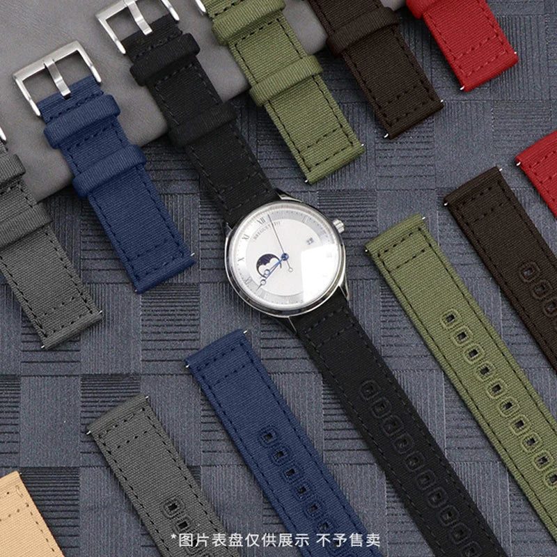 Braided Canvas Watch Band for Samsung Galaxy 3/4 40mm 44mm Classic 46/42mm Quick Release Bracelet for Huawei Strap18mm 20mm 22mm