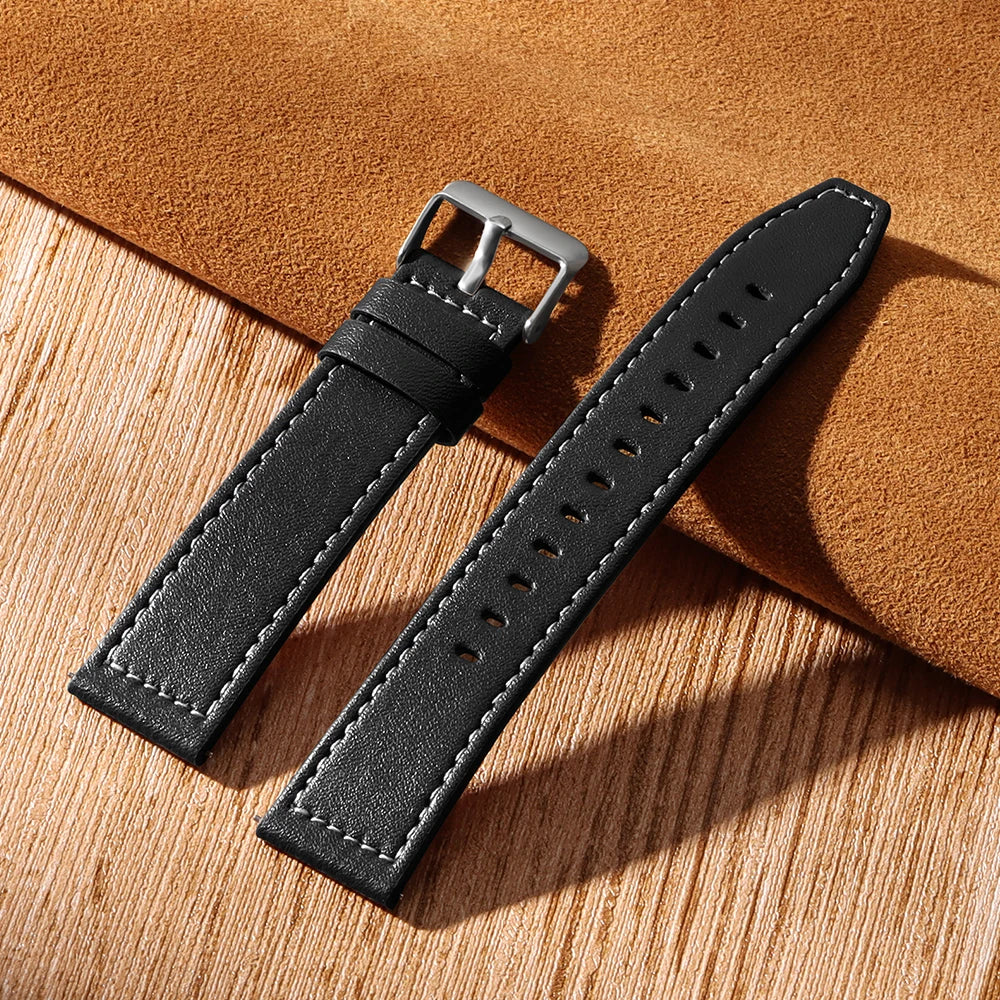 20mm 22mm Leather Strap for Samsung Galaxy Watch 7/6/5/4 40 44mm Gear Band Vintage Bracelet for Xiaomi Redmi Watch 3 Lite/Active