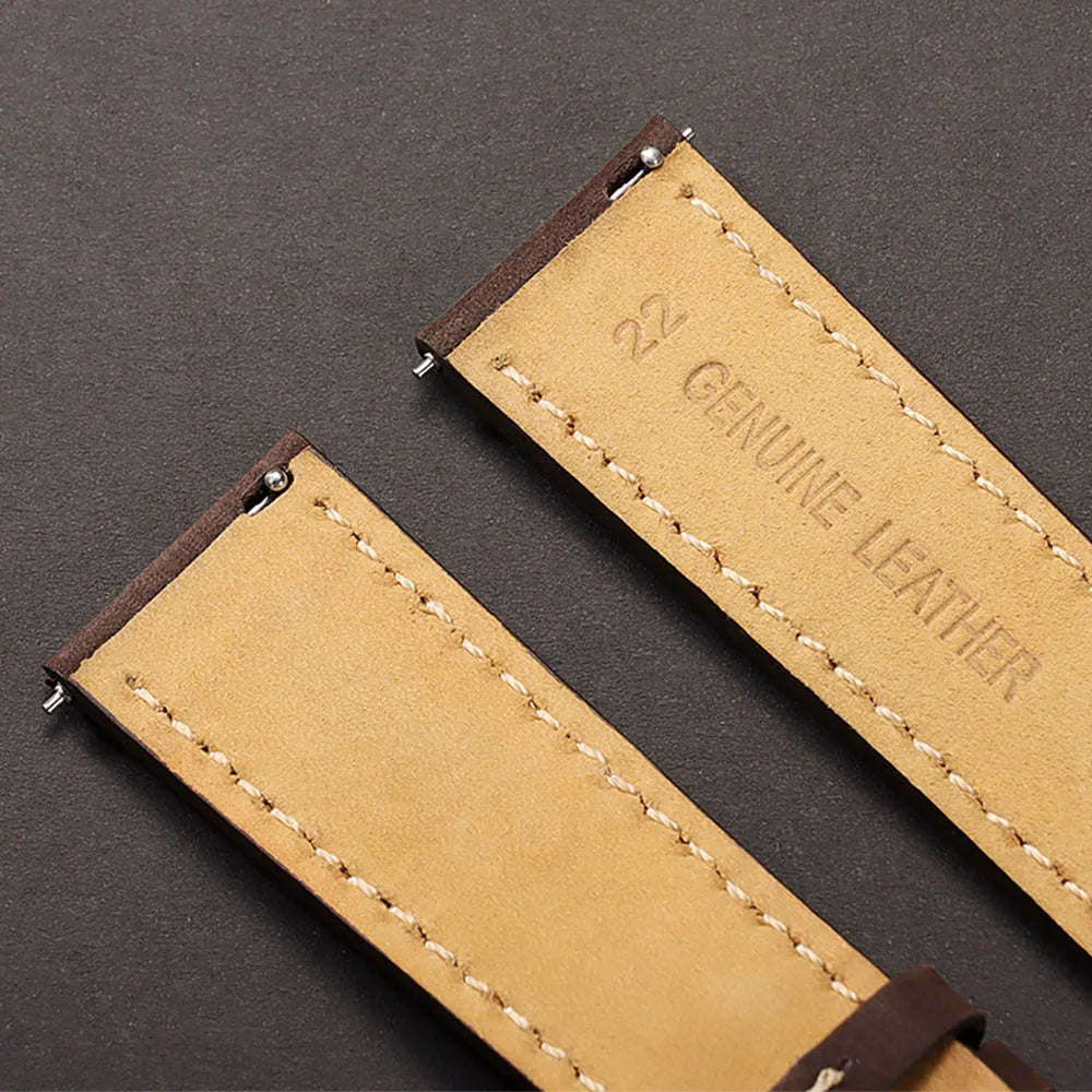 Genuine Cowhide Leather Strap for Samsung Galaxy Watch 6 5 4 Soft Breathable Retro Wristband for Seiko 20mm 22mm Wrist Bracelet