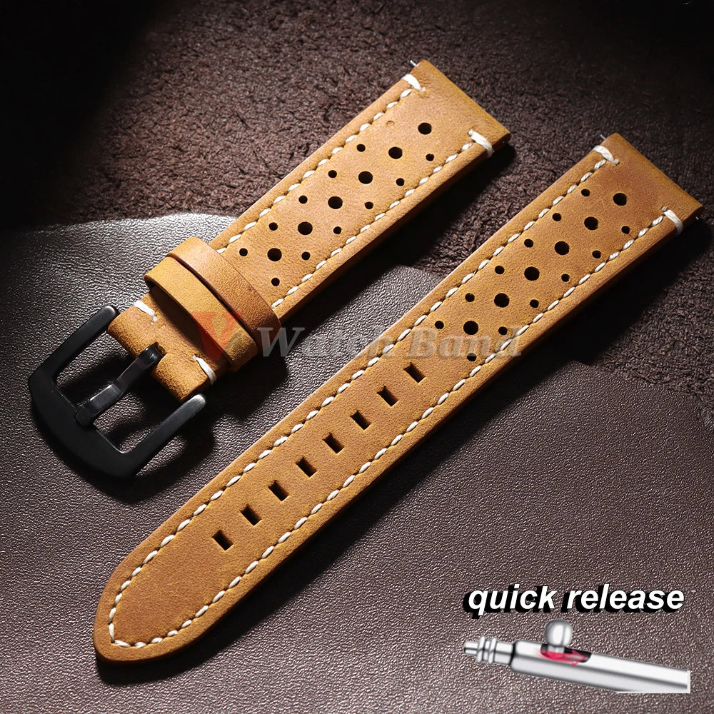 Genuine Cowhide Leather Strap for Samsung Galaxy Watch 8 7 6 5 4 3 Soft Breathable Retro Wristband 18mm 19mm 20mm 21mm 22mm 24mm