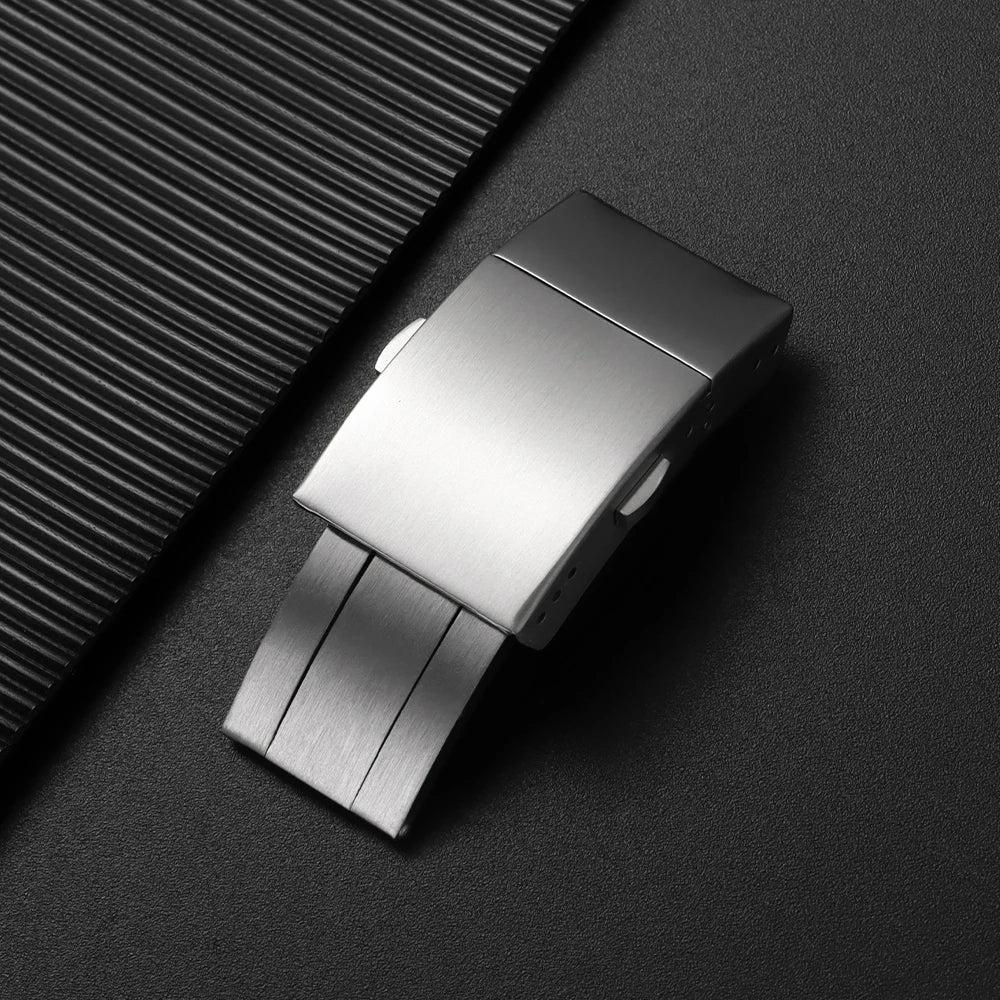 19mm Lucury Solid Buckle for Longines Conquest Rubber Watch Band Folding Stainless Steel Watch Silver Clasp for Silicone Strap
