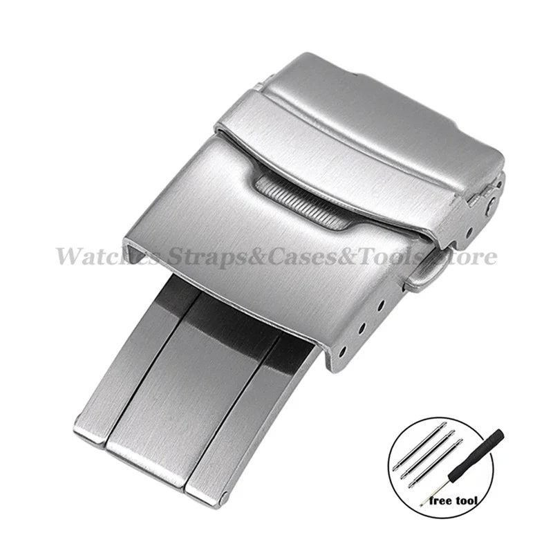 Stainless Steel Watchband Buckle for Seiko Watch Clasp 18mm/20mm/22mm/24mm Soild Button for Citizen Diver Clasp WatchAccessories