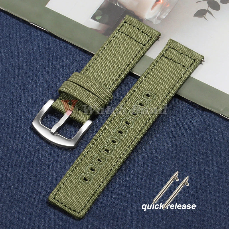 Quick Release Bracelet 18mm 20mm 22mm for Huawei Strap Braided Canvas Watch Band for Samsung Galaxy 3/4 40/44mm Classic 46/42mm