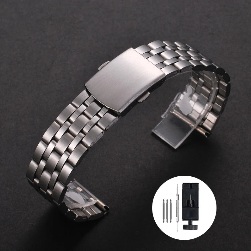 Stainless Steel Watch Strap Folding Buckle Silver Gold Women Men Bracelet 18mm 20mm 22mm for Huawei Watch Gt3/Gt4 46mm Wristband