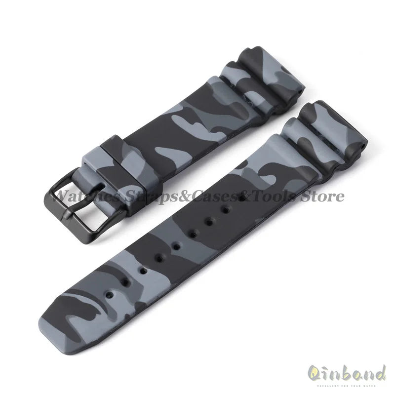 Soft Silicone Watch Band 22mm for Seiko for Rolex Waterproof Camouflage Rubber Watch Strap Bracelet Sport Watch Replacement Belt