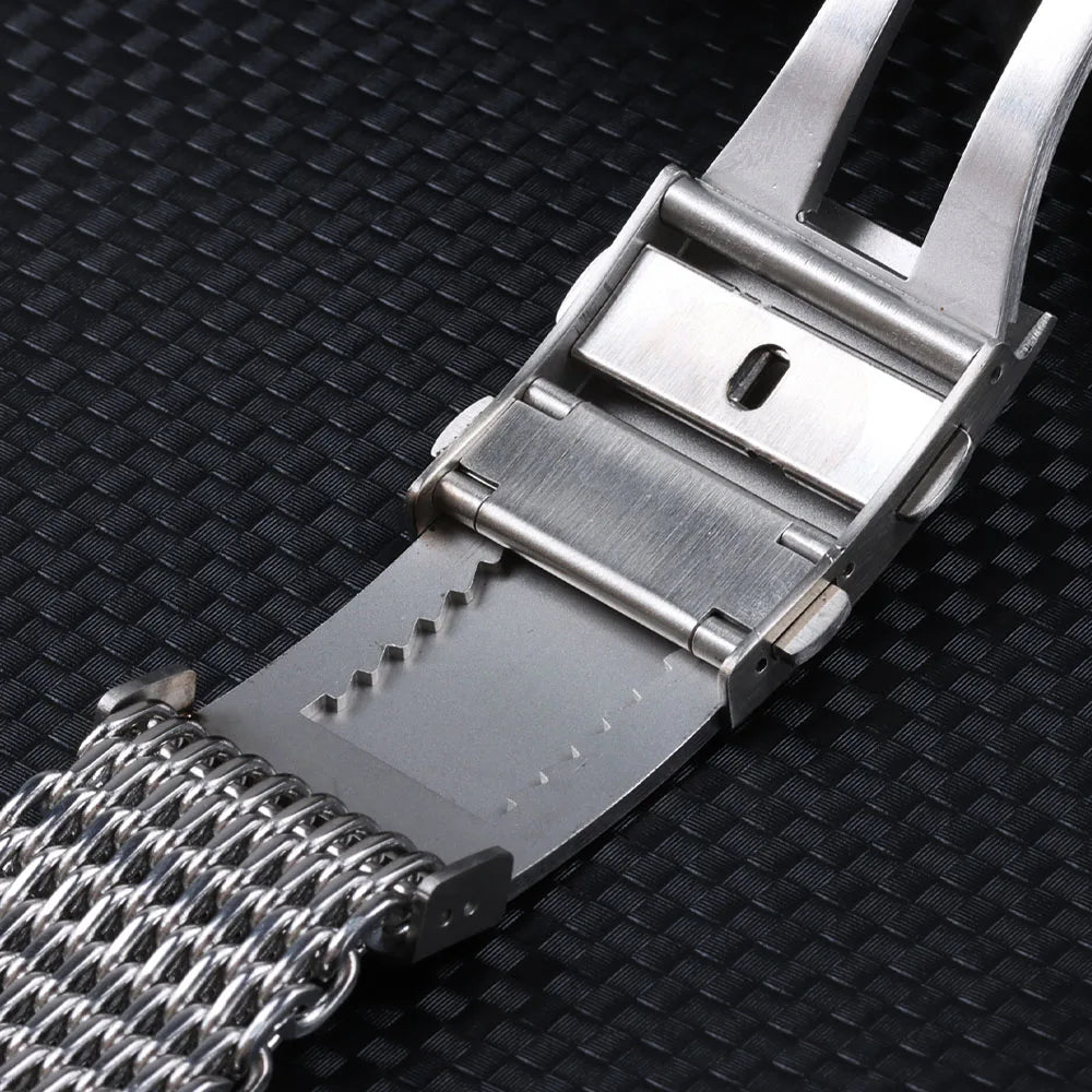 20/22mm Stainless Steel Watch Clasp 18mm  Brushed Extendable Adjustable Double Push Button Folding Safety Watch Buckle Accessory