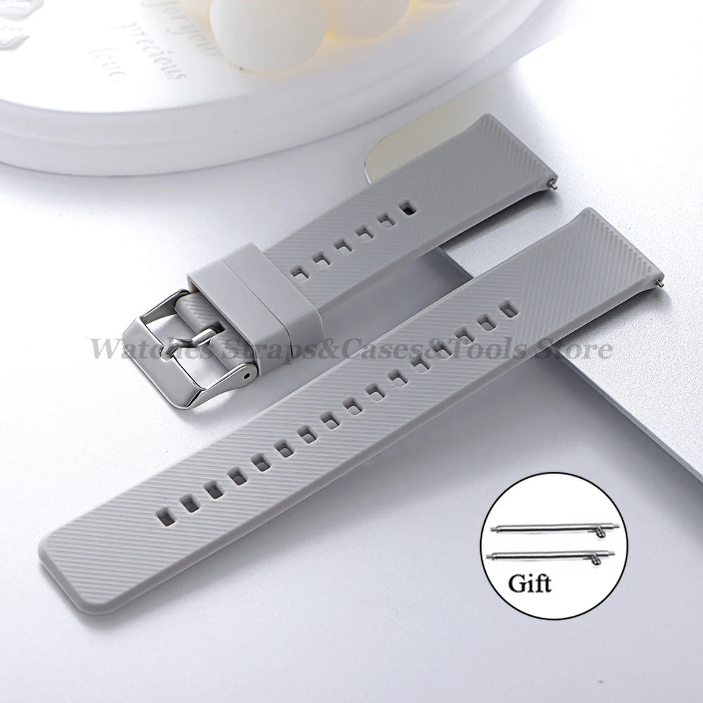 Soft Silicone Watchband Strap 18mm 19mm 20mm 21mm 22mm for Omega for Seiko Quick Release for Smartwatch Men's Universal Bracelet