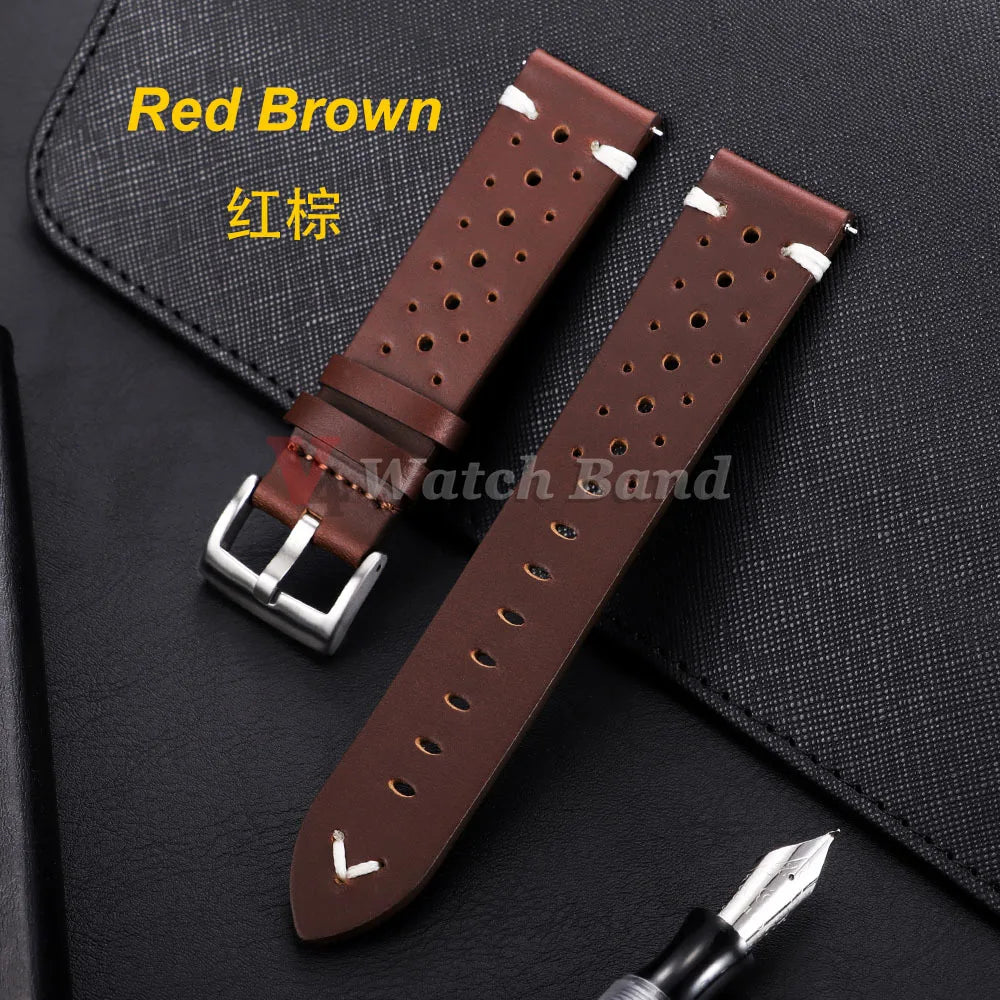 Cowhide Watch Strap 20mm 22mm for Samsung Galaxy Watch 8/7/6/5/4 Vintage Dark Brown Quick Release Watchband for Omega for Seiko
