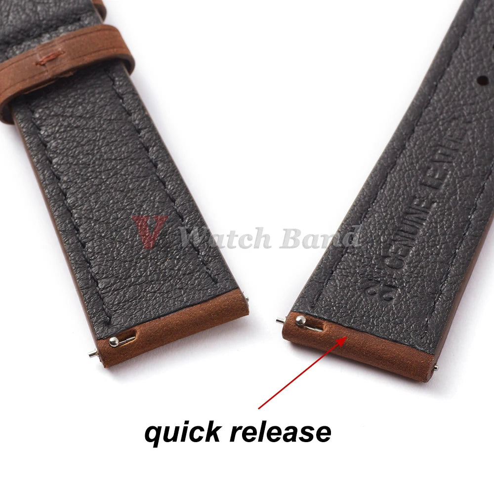 Vintage Leather Watch Band Butterfly Buckle Stitching Cowhide Strap for Omega 18/19/20/21/22/24mm for Wrist Bracelet for Seiko