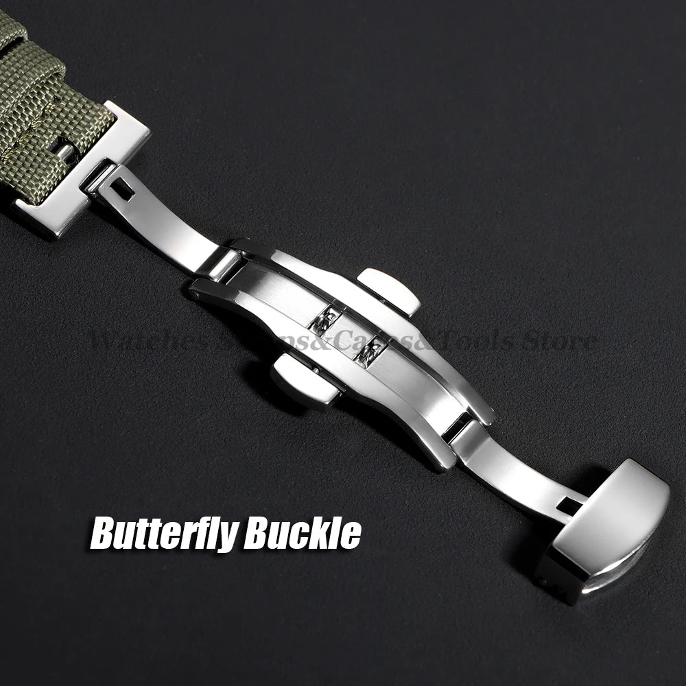 20mm 22mm Sailcloth Watch Straps for Omega for Seiko Watch Men Women Butterfly Buckle Nylon Quick Release Waterproof Watch Bands
