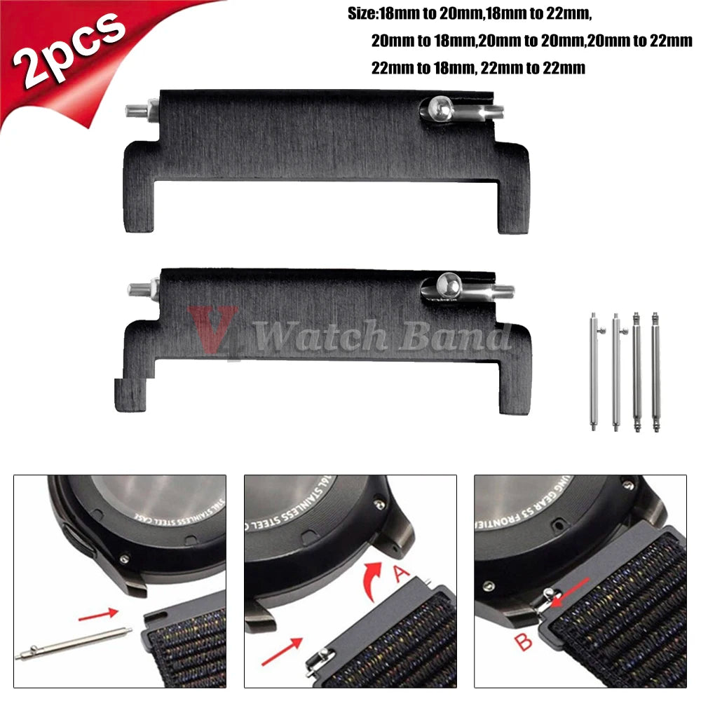 1 Pair Quick Release Pins Connectors WatchBand Accessories Watch Strap Adapter 18mm To 20mm 22mm,20mm To 18/20/22mm,22mm To 22mm