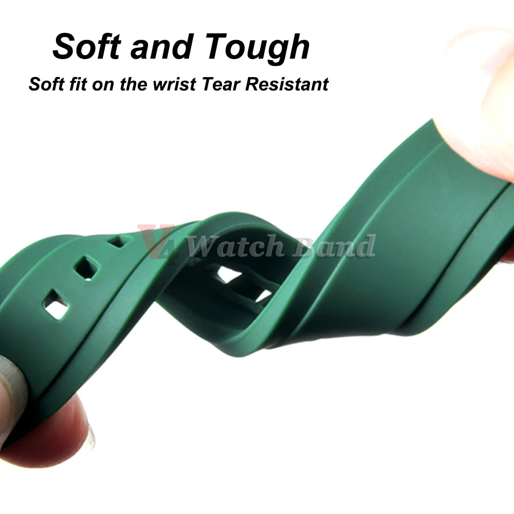 Curved End Rubber Watch Strap for Swatch for Omega Moonswatch 20mm 22mm Universal Wrist Band for Seamaster for Rolex for Tissot