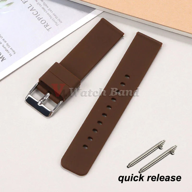 10/12/14/15/16/18/19/20/21/ 22/24mm Quick Release Silicone Strap for Samsung Galaxy Watch 3 4 5  for Huawei GT2/GT3 Smart Watch