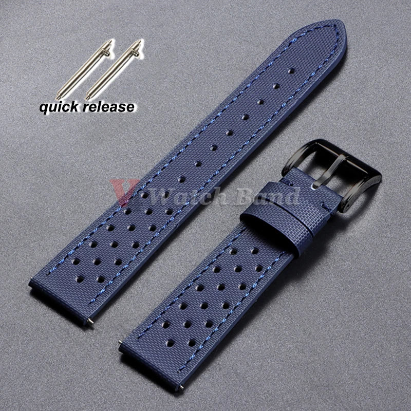 Quality Sailcloth Watch Strap 18/20/22mm for Tag Heuer for Seiko Band Waterproof Fabric Oxford Leather Band Qucik Release Straps